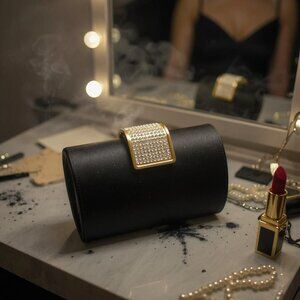 Womens Clutch Bag Evening Purse Gold Crystal Chain Strap Chic Valerie Stevens